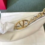 Valentino Small Vlogo Moon Hobo Bag In Grainy Calfskin With Chain
